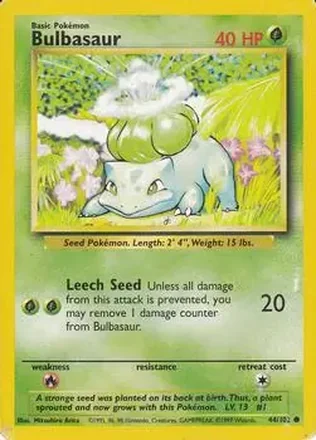 1999 Pokemon Base Set #44/102 - Bulbasaur
