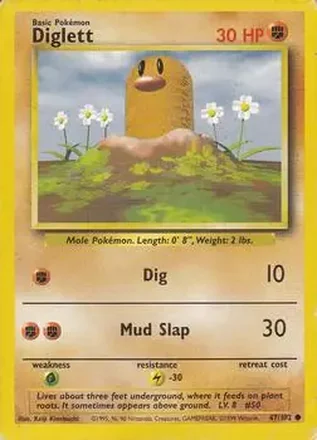 1999 Pokemon Base Set #47/102 - Diglett