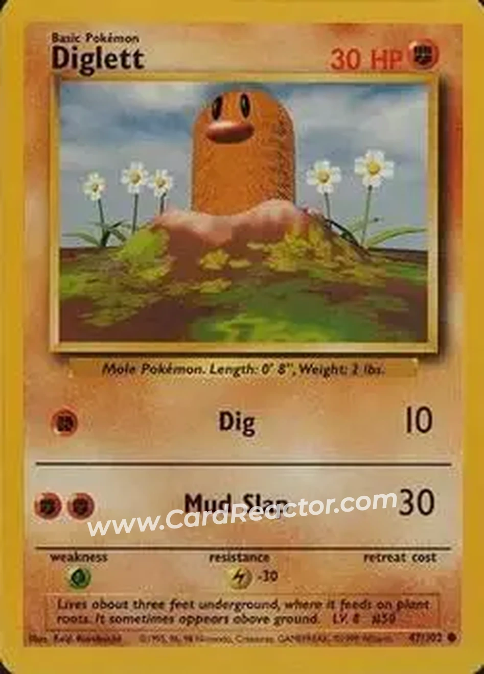 1999 Pokemon Base Set #47/102 - Diglett