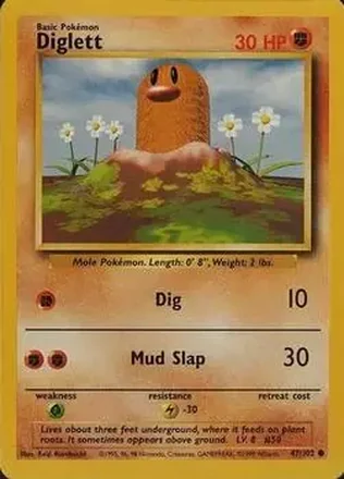 1999 Pokemon Base Set #47/102 - Diglett