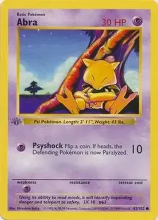 1999 Pokemon Base Set 1st Edition #43/102 - Abra