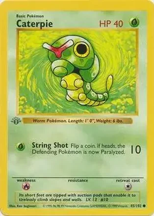 1999 Pokemon Base Set 1st Edition #45/102 - Caterpie