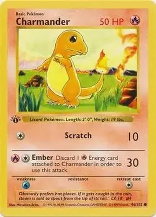 1999 Pokemon Base Set 1st Edition #46/102 - Charmander