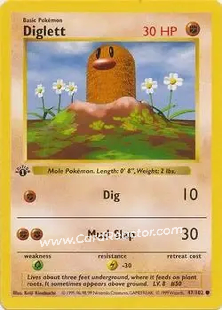 1999 Pokemon Base Set 1st Edition #47/102 - Diglett