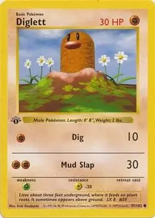 1999 Pokemon Base Set 1st Edition #47/102 - Diglett
