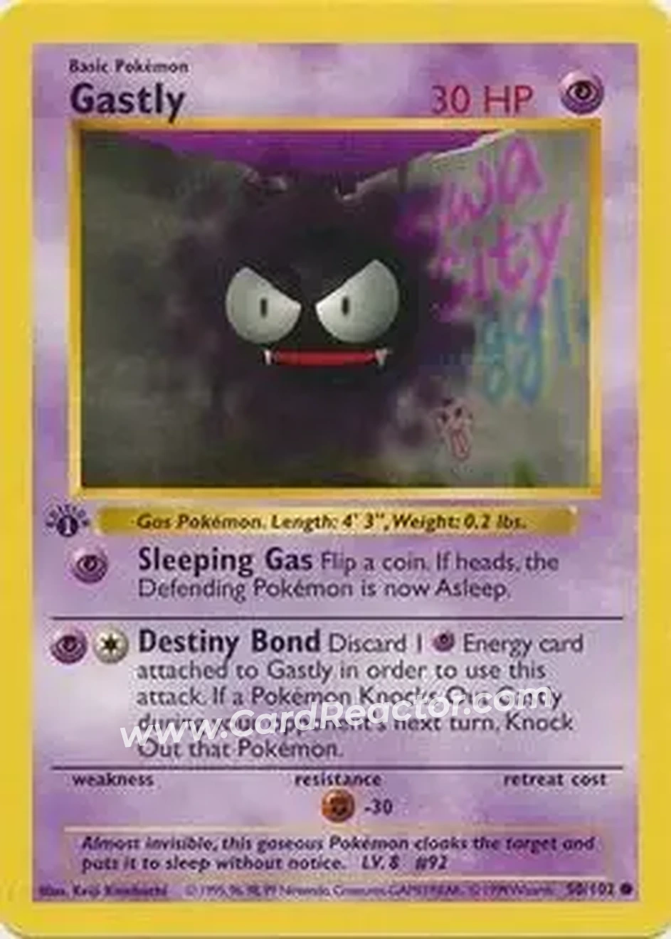 1999 Pokemon Base Set 1st Edition #50/102 - Gastly
