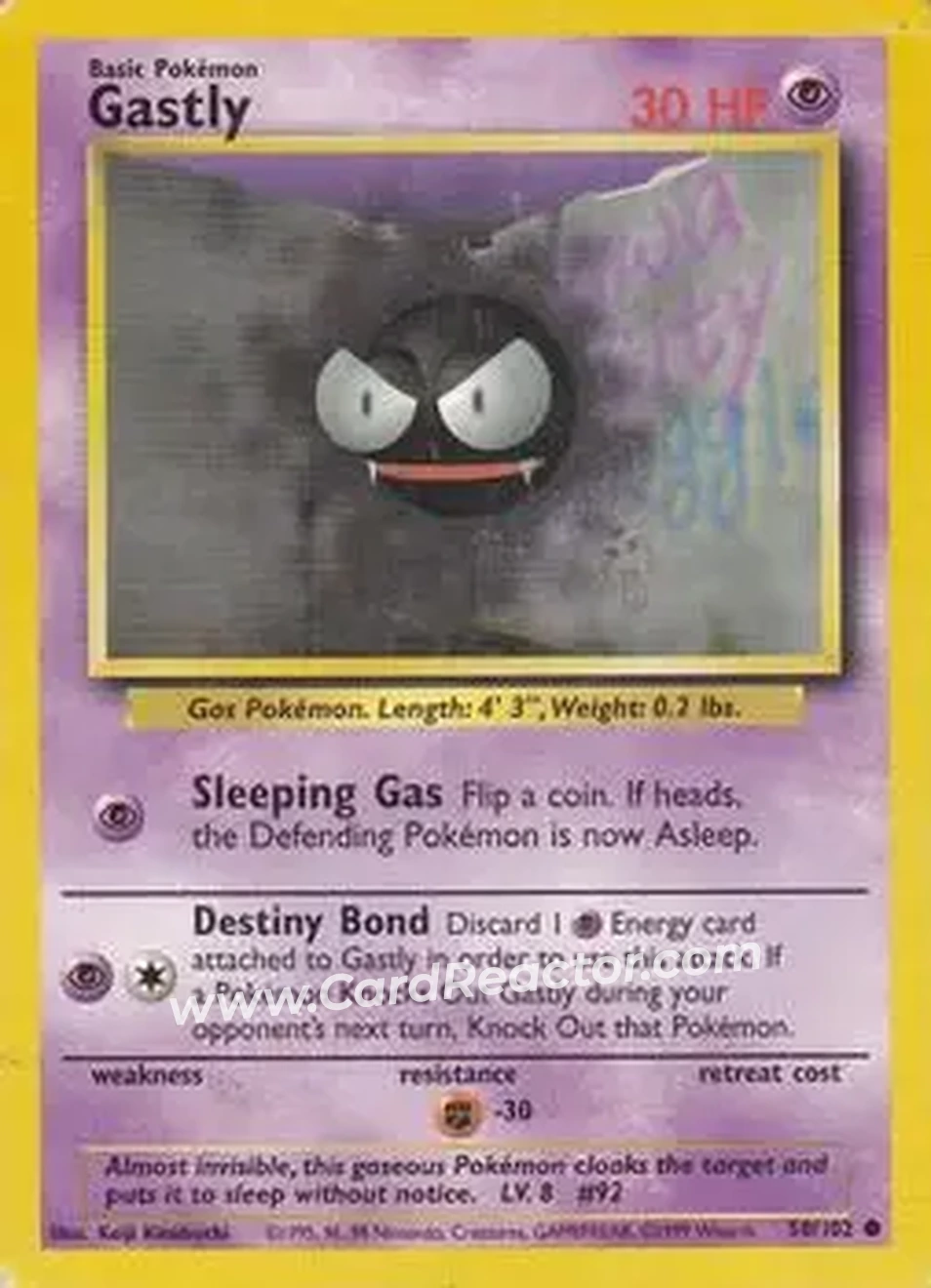 1999 Pokemon Base Set #50/102 - Gastly