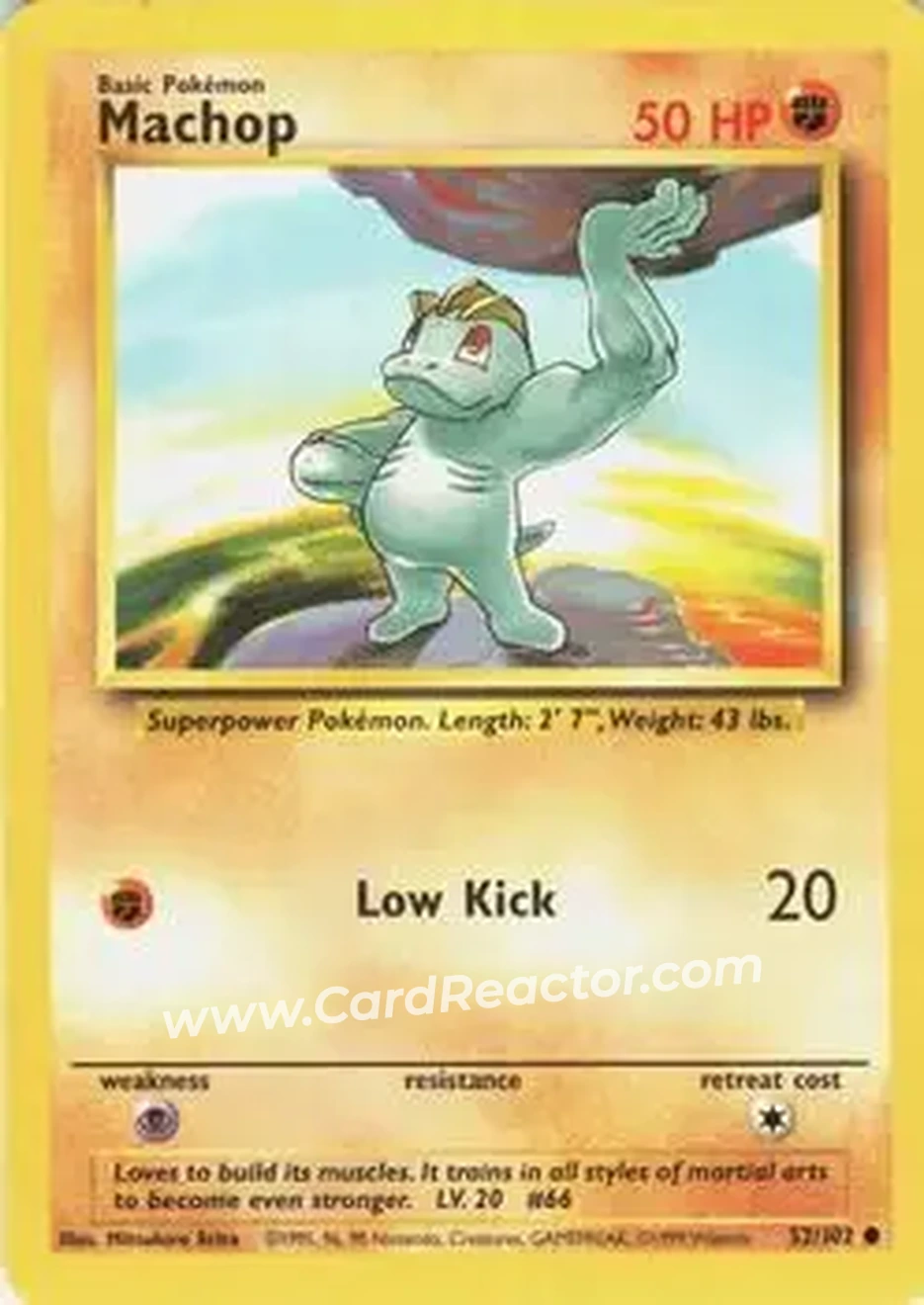 1999 Pokemon Base Set #52/102 - Machop 1999 Pokemon Base Set #52/102 - Machop