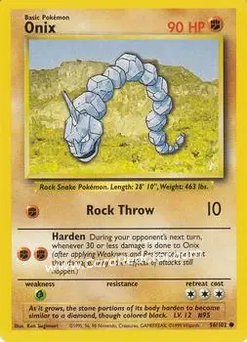 1999 Pokemon Base Set #56/102 - Onix 1999 Pokemon Base Set #56/102 - Onix