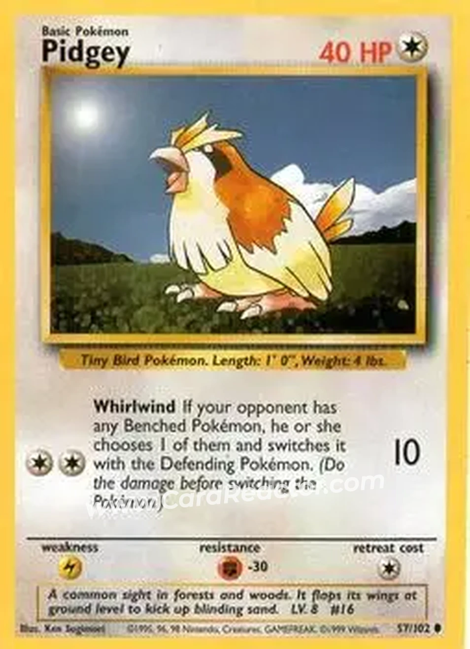 1999 Pokemon Base Set #57/102 - Pidgey 1999 Pokemon Base Set #57/102 - Pidgey