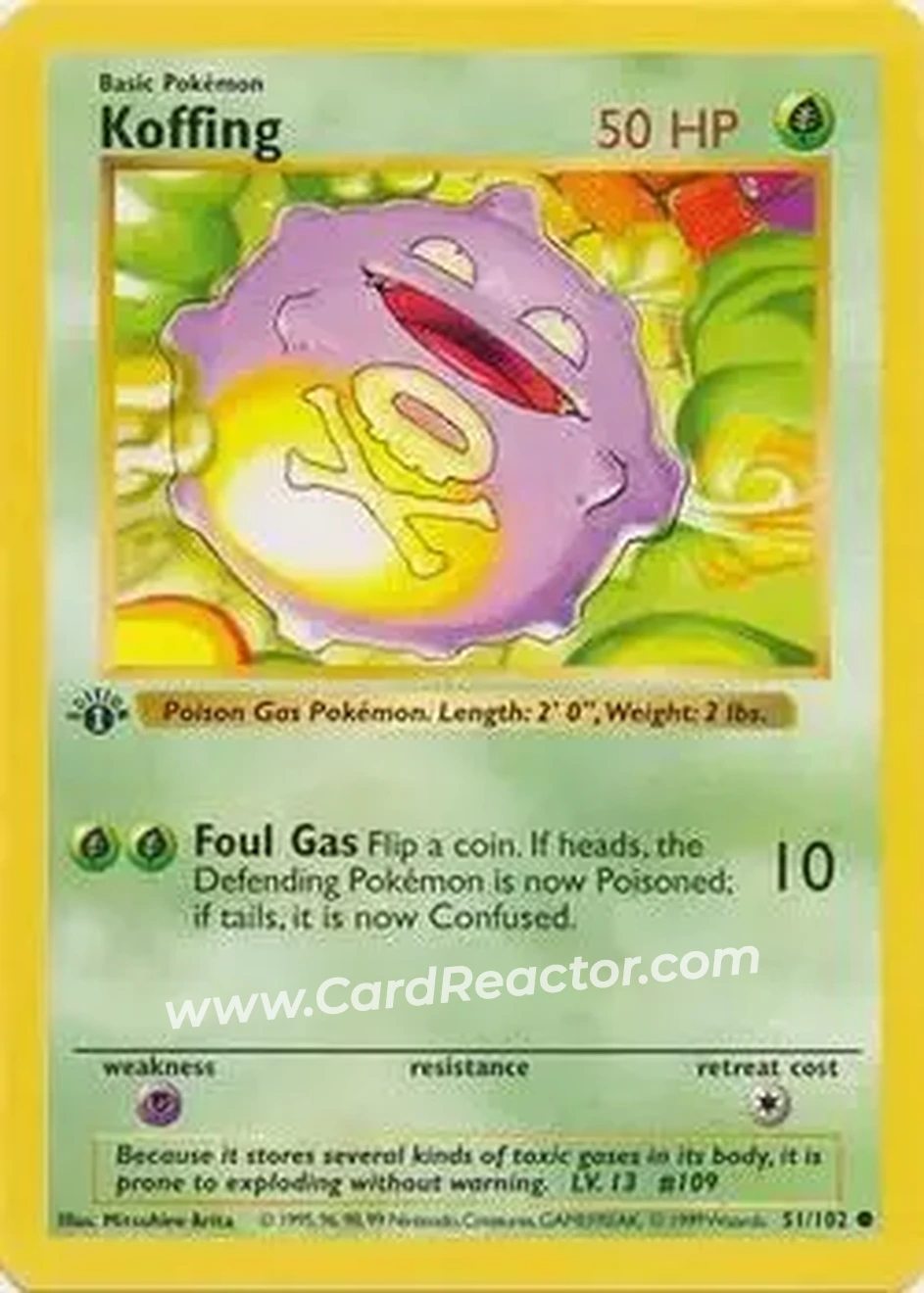 1999 Pokemon Base Set 1st Edition #51/102 - Koffing