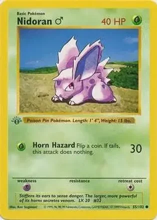1999 Pokemon Base Set 1st Edition #55/102 - Nidoran♂