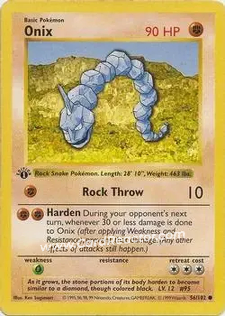 1999 Pokemon Base Set 1st Edition #56/102 - Onix