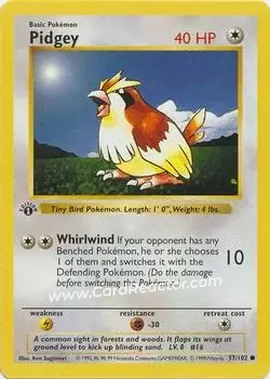 1999 Pokemon Base Set 1st Edition #57/102 - Pidgey