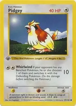 1999 Pokemon Base Set 1st Edition #57/102 - Pidgey