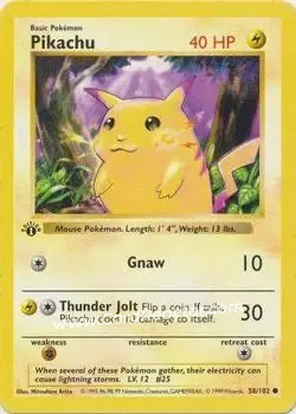 1999 Pokemon Base Set 1st Edition #58/102 - Pikachu