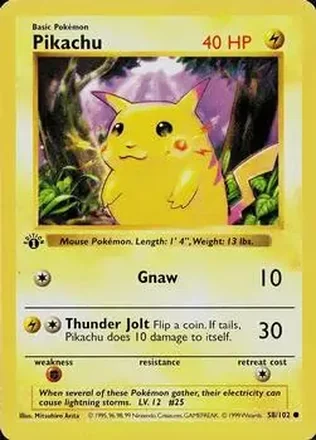 1999 Pokemon Base Set 1st Edition #58/102 - Pikachu
