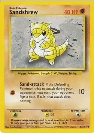 1999 Pokemon Base Set #62/102 - Sandshrew
