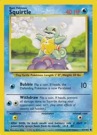 1999 Pokemon Base Set #63/102 - Squirtle