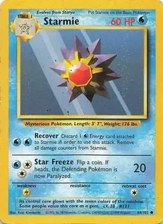 1999 Pokemon Base Set #64/102 - Starmie