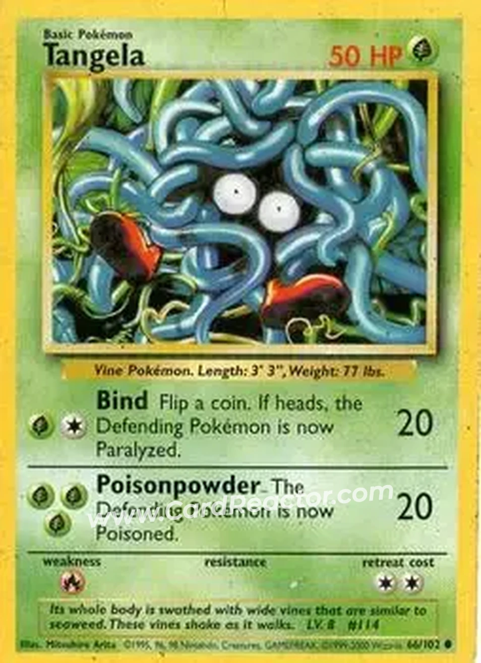 1999 Pokemon Base Set #66/102 - Tangela 1999 Pokemon Base Set #66/102 - Tangela
