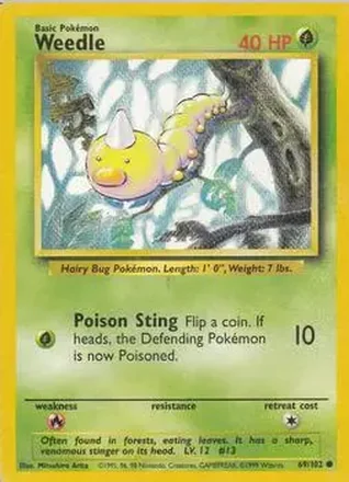 1999 Pokemon Base Set #69/102 - Weedle