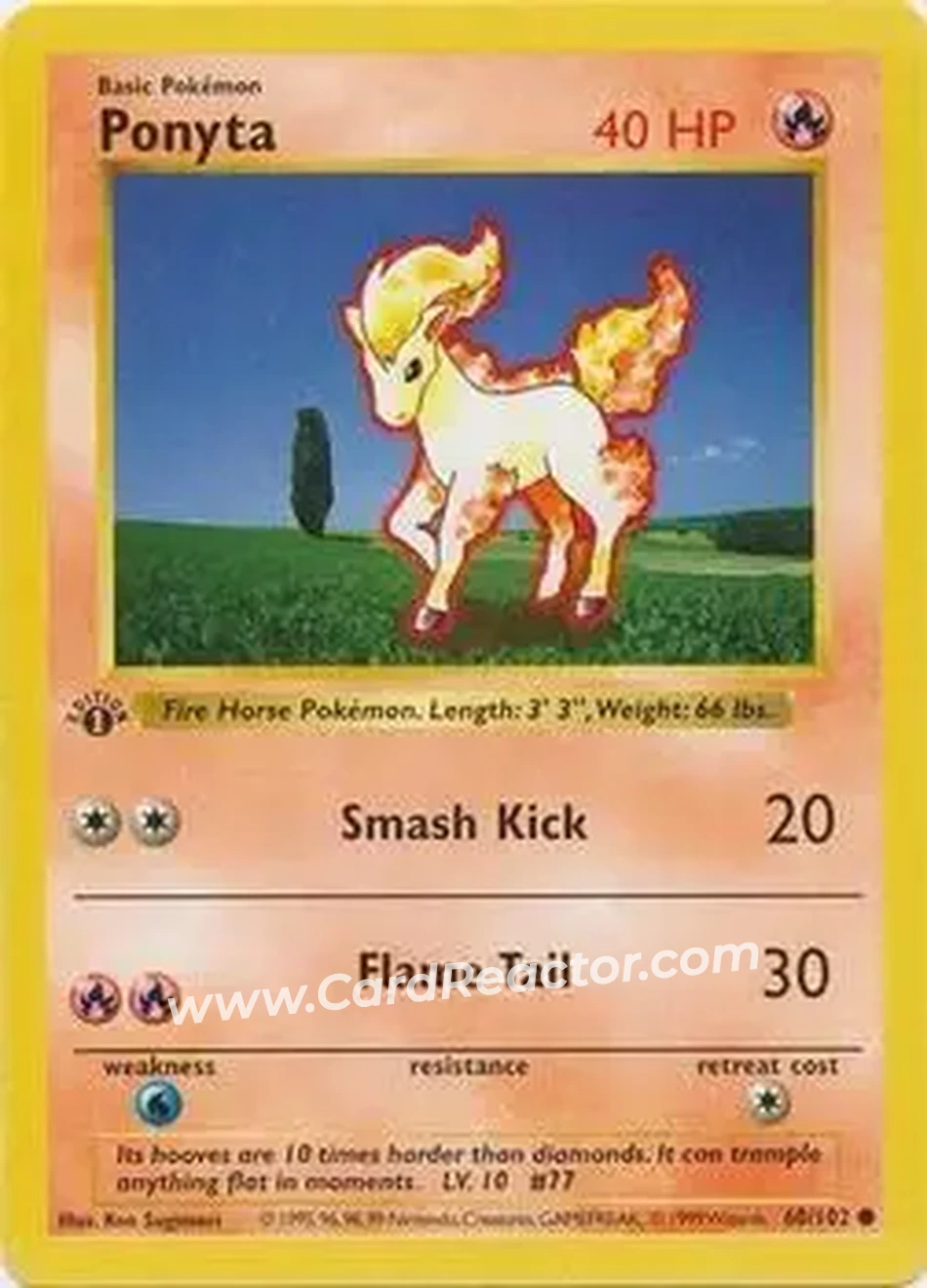 1999 Pokemon Base Set 1st Edition #60/102 - Ponyta 1999 Pokemon Base Set 1st Edition #60/102 - Ponyta