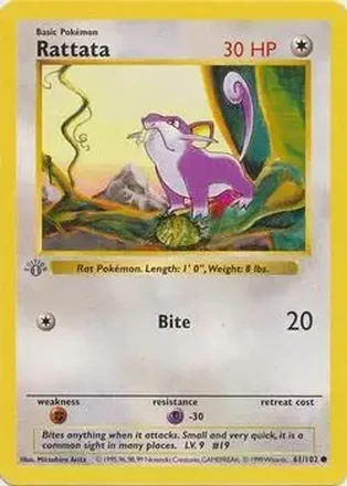 1999 Pokemon Base Set 1st Edition #61/102 - Rattata