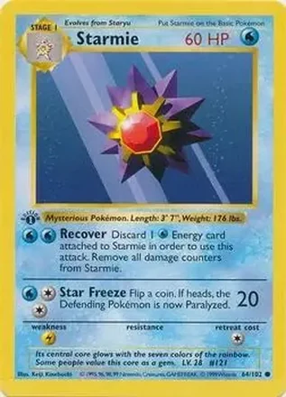 1999 Pokemon Base Set 1st Edition #64/102 - Starmie