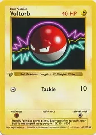 1999 Pokemon Base Set 1st Edition #67/102 - Voltorb