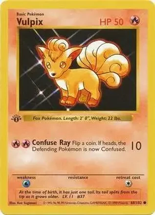 1999 Pokemon Base Set 1st Edition #68/102 - Vulpix