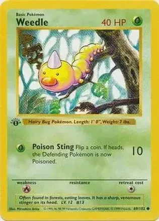 1999 Pokemon Base Set 1st Edition #69/102 - Weedle