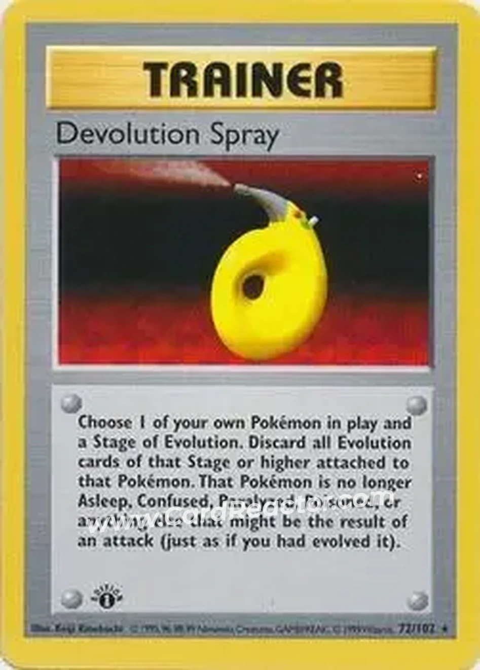 1999 Pokemon Base Set 1st Edition #72/102 - Devolution Spray 1999 Pokemon Base Set 1st Edition #72/102 - Devolution Spray