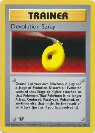 1999 Pokemon Base Set 1st Edition #72/102 - Devolution Spray