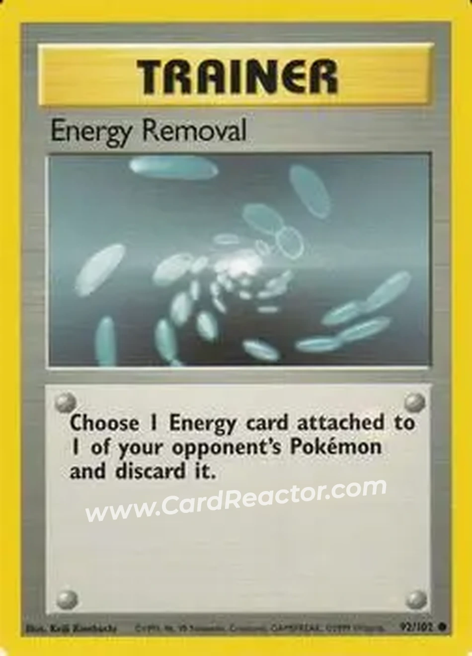 1999 Pokemon Base Set #92/102 - Energy Removal 1999 Pokemon Base Set #92/102 - Energy Removal