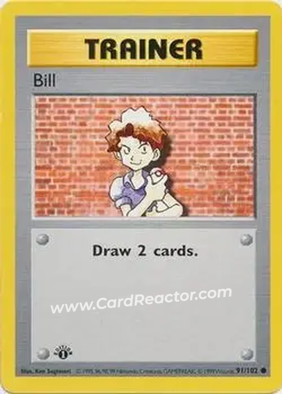 1999 Pokemon Base Set 1st Edition #91/102 - Bill 1999 Pokemon Base Set 1st Edition #91/102 - Bill
