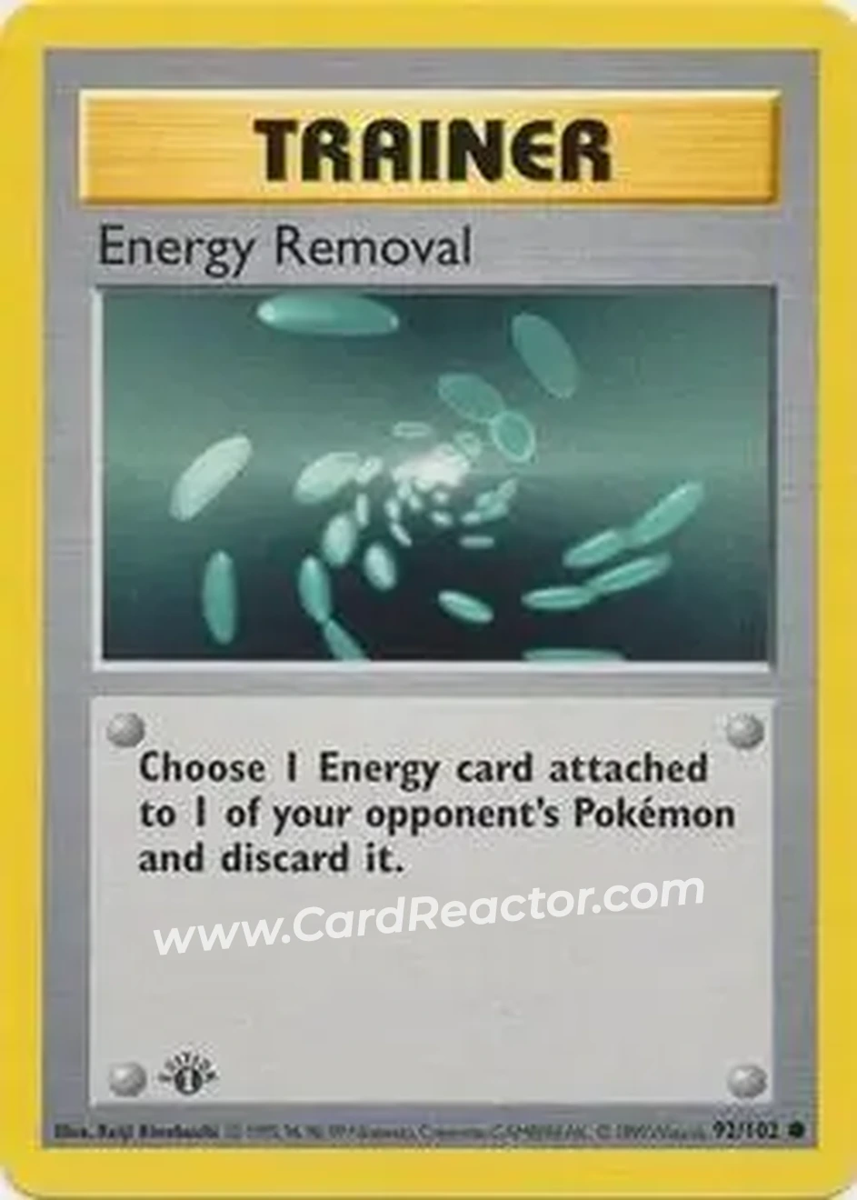 1999 Pokemon Base Set 1st Edition #92/102 - Energy Removal 1999 Pokemon Base Set 1st Edition #92/102 - Energy Removal