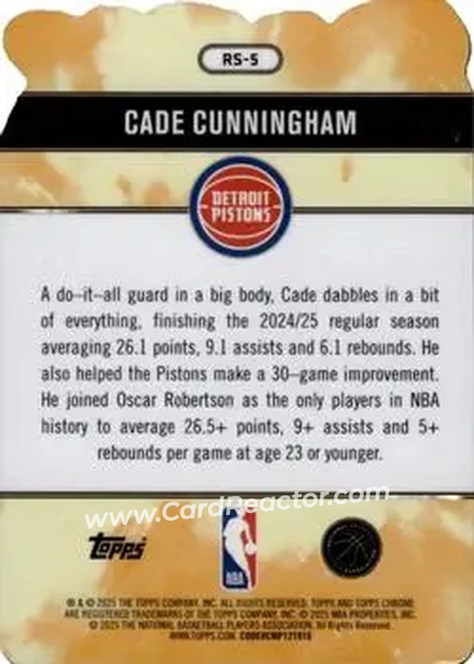 2025-26 Topps Chrome - Rock Stars #RS-5 - Cade Cunningham - Detroit Pistons 2025-26 Topps Chrome - Rock Stars #RS-5 - Cade Cunningham - Detroit Pistons