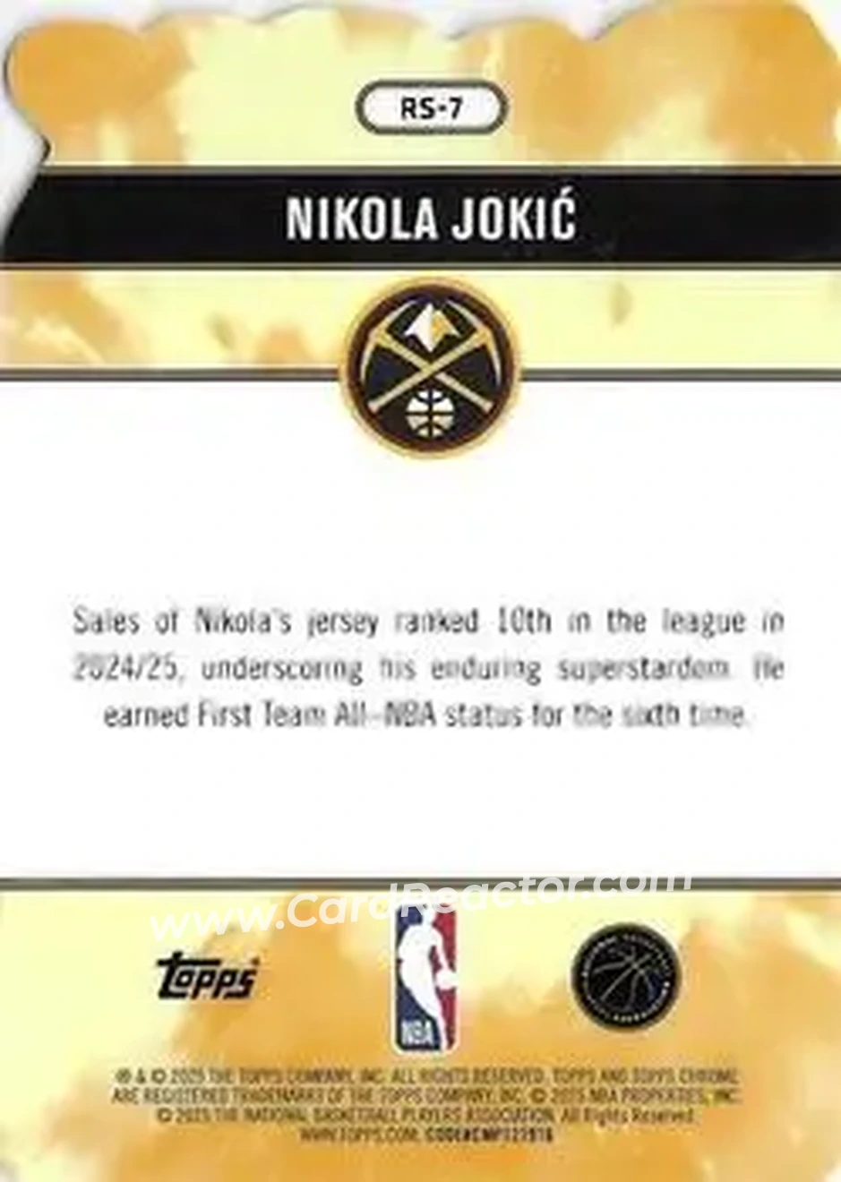 2025-26 Topps Chrome - Rock Stars #RS-7 - Nikola Jokić - Denver Nuggets 2025-26 Topps Chrome - Rock Stars #RS-7 - Nikola Jokić - Denver Nuggets