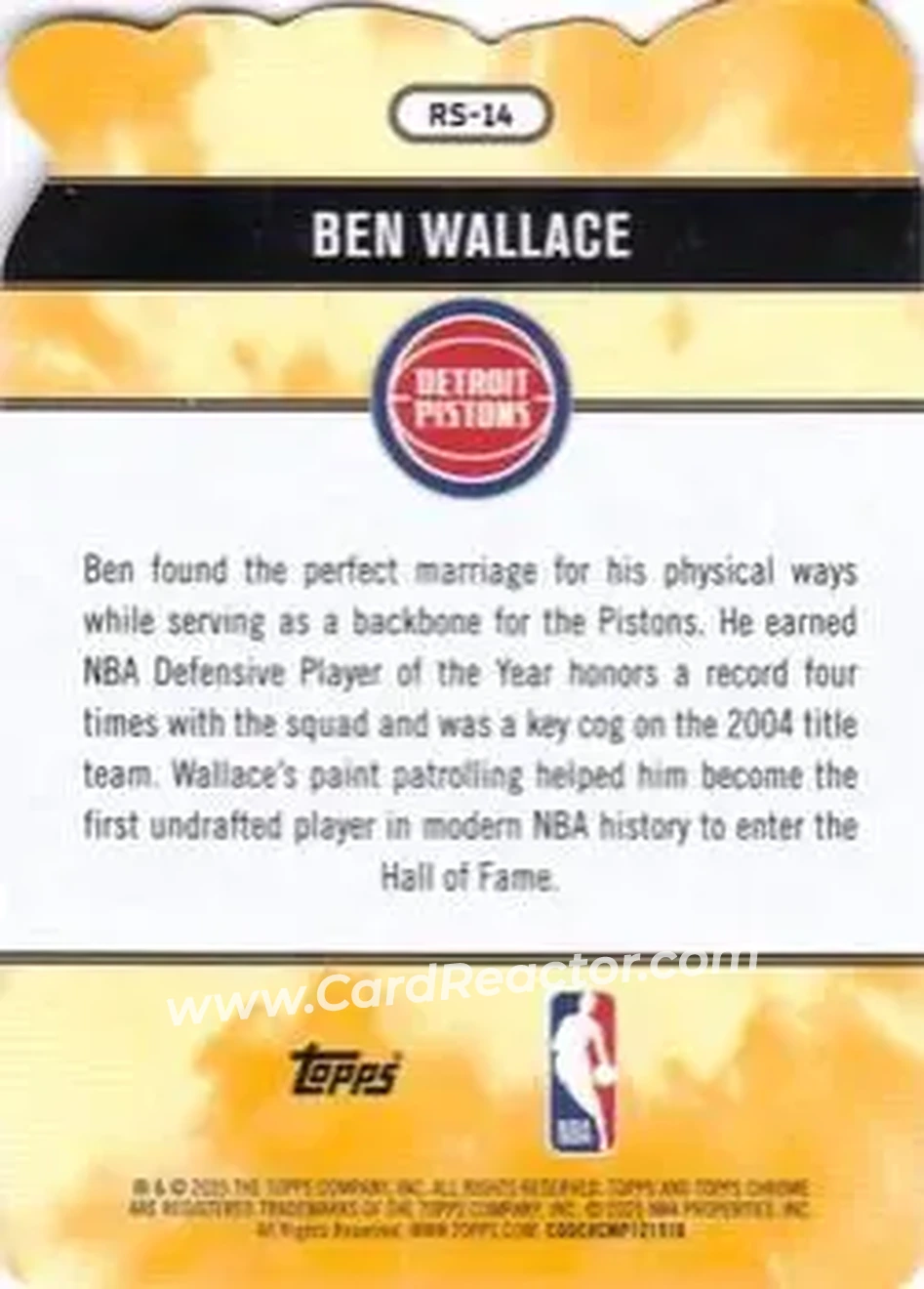 2025-26 Topps Chrome - Rock Stars #RS-14 - Ben Wallace - Detroit Pistons 2025-26 Topps Chrome - Rock Stars #RS-14 - Ben Wallace - Detroit Pistons