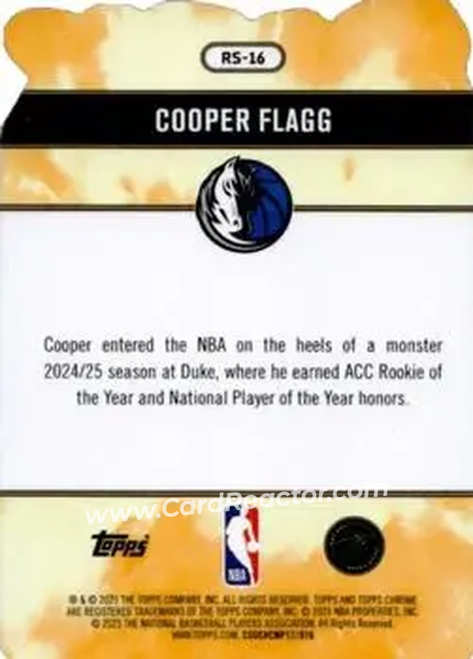 2025-26 Topps Chrome - Rock Stars #RS-16 - Cooper Flagg - Dallas Mavericks