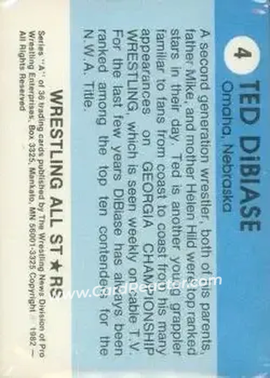 1982 Wrestling All Stars Series A #4 - "The Million Dollar Man" Ted DiBiase