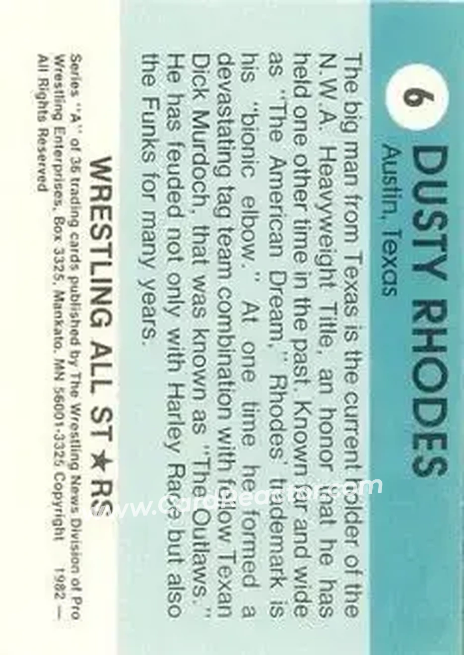 1982 Wrestling All Stars Series A #6 - Dusty Rhodes