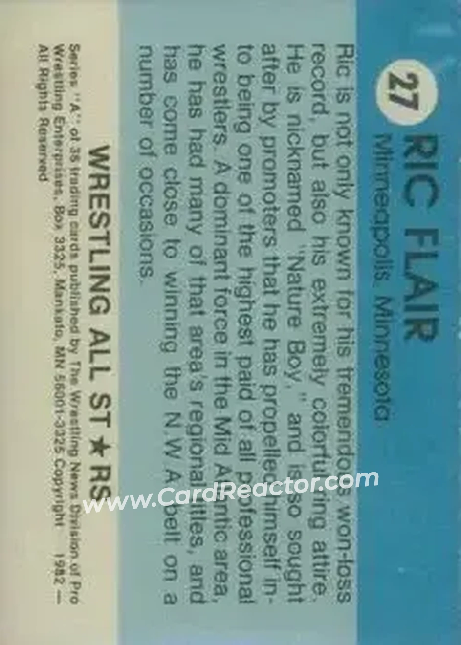 1982 Wrestling All Stars Series A #27 - Ric Flair