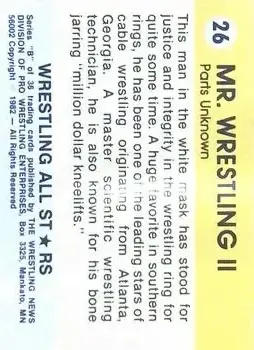 1982 Wrestling All Stars Series B #26 - Mr. Wrestling II