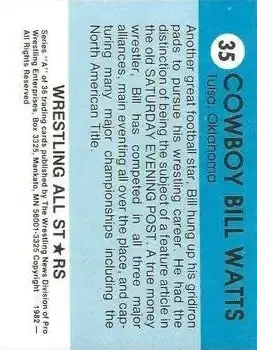 1982 Wrestling All Stars Series A #35 - Cowboy Bill Watts - Back 1982 Wrestling All Stars Series A #35 - Cowboy Bill Watts - Back