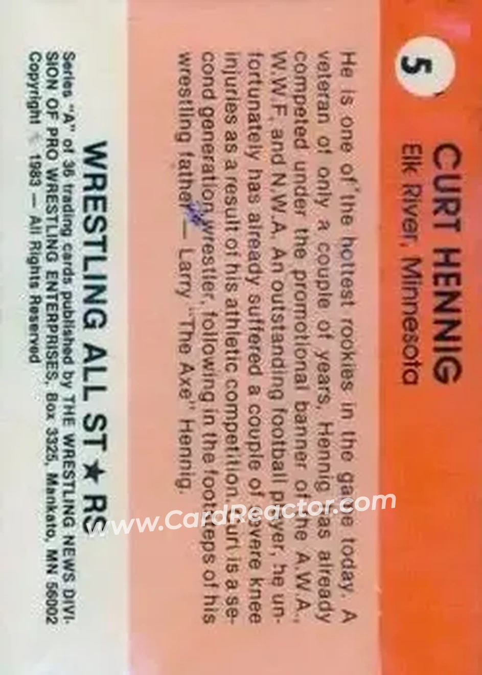1983 Wrestling All Stars Series A #5 - Mr. Perfect