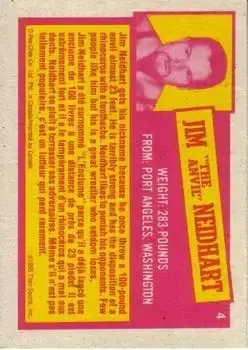 1985 O-Pee-Chee WWF Pro Wrestling Stars Series 2 #4 - Jim "The Anvil" Neidhart