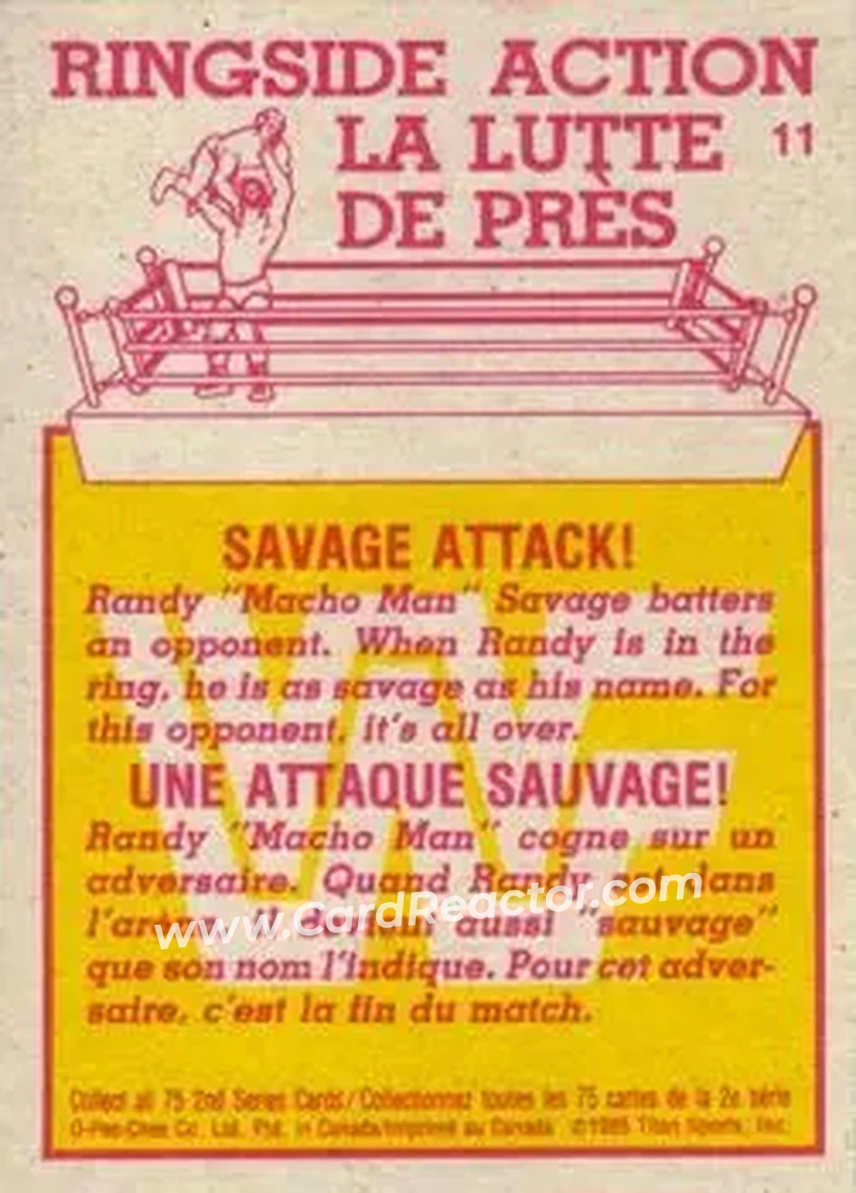 1985 O-Pee-Chee WWF Pro Wrestling Stars Series 2 #11 - Card #11 1985 O-Pee-Chee WWF Pro Wrestling Stars Series 2 #11 - Card #11