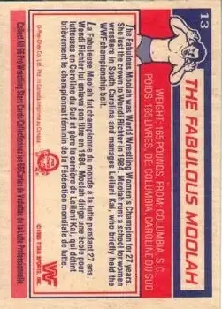 1985 O-Pee-Chee WWF Pro Wrestling Stars #13 - The Fabulous Moolah - Back
